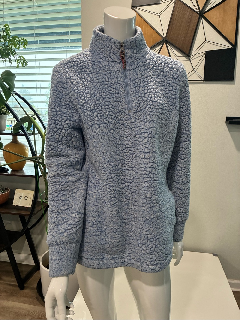 Weatherproof Light Blue Sherpa Half-Zip Pullover